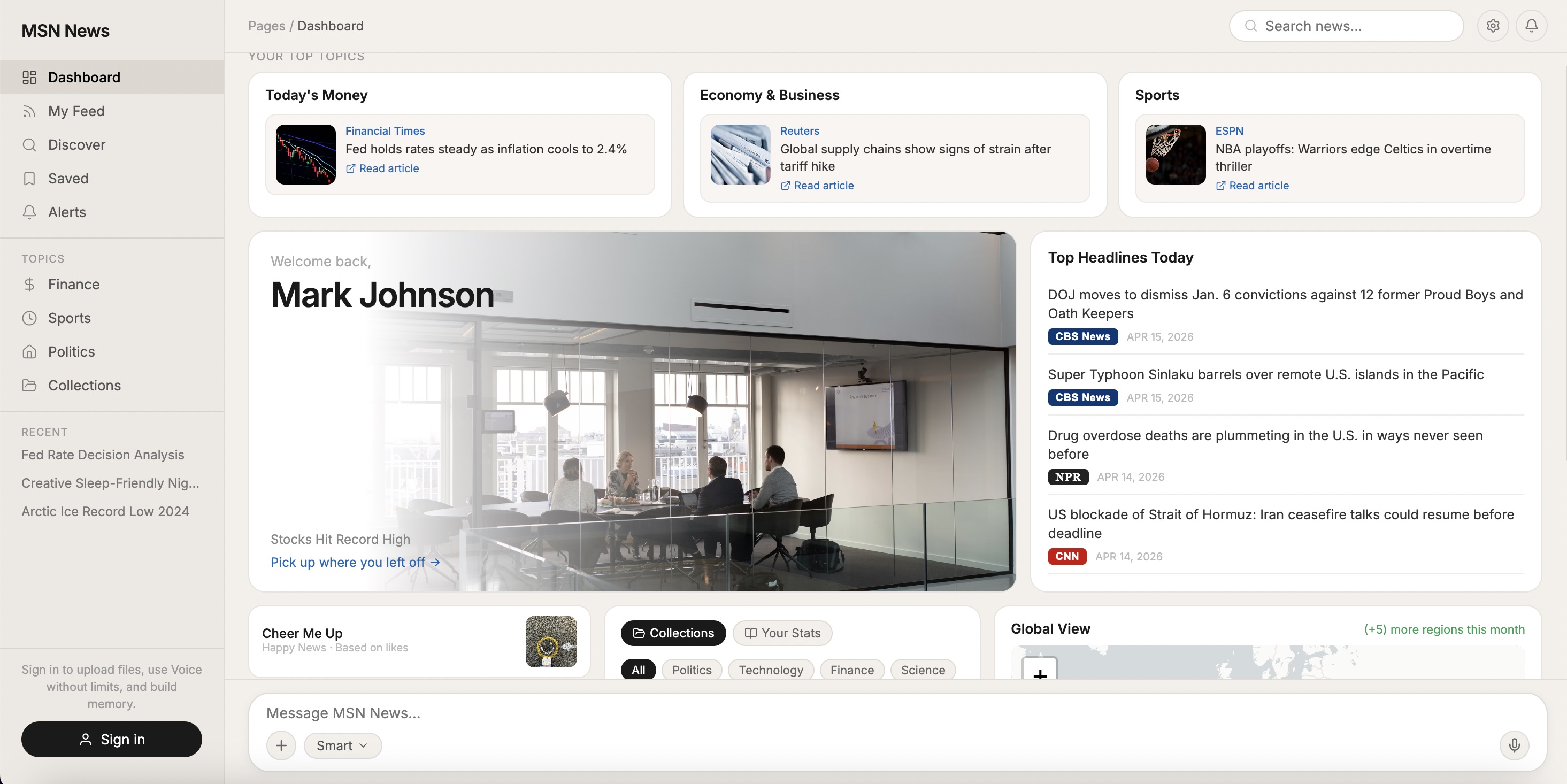 MSN COPILOT DASHBOARD UI PROTOTYPE